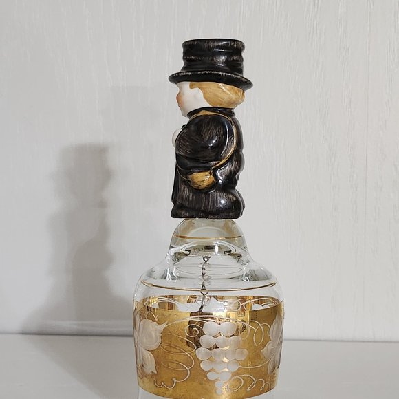 Porcelain Chimney Sweep Boy on Clear/Gold Glass Bell by Goebel Germany - Picture 6 of 10